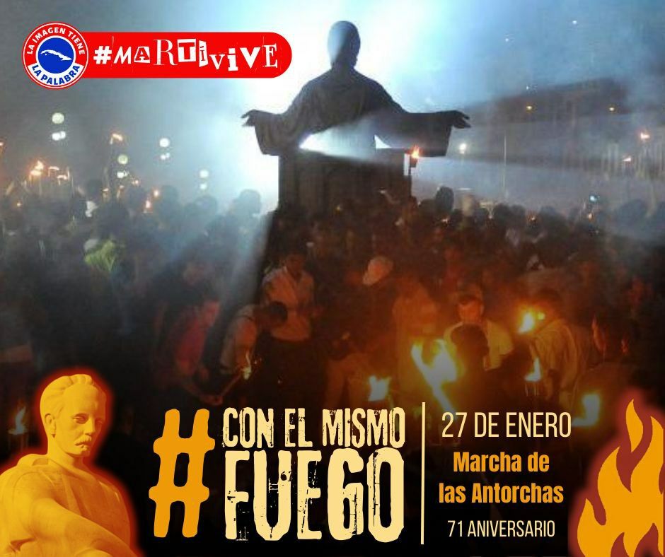 Las calles se llenarán hoy de niños en el desfile martiano. Por la noche acompañaremos a los jóvenes en la Marcha de las Antorchas. Cada año se renueva el compromiso: #MartíVive.