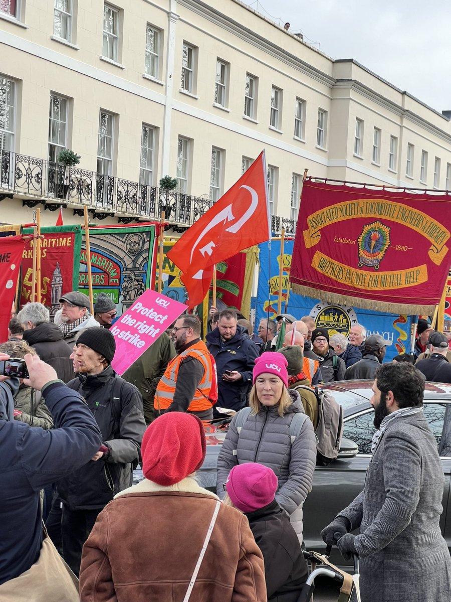 Union members are now gathering at Montpelier Gardens in Cheltenham, ready for the national demonstration that will celebrate trade union history and protest against the government's draconian measures targeted at our right to strike. #ProtectTheRighttoStrike