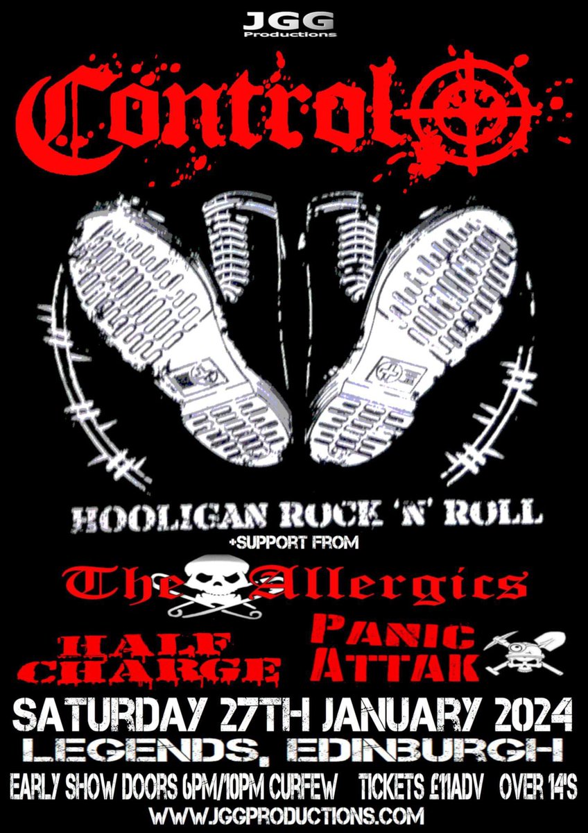 JGGpro's tweet photo. Tonight!   @HOOLIGANCONTROL    @HalfCharge @AllergicsUk tickets on the door,  doors 6pm/first band 6.30,  over 14’s https://t.co/fKB97x8thB