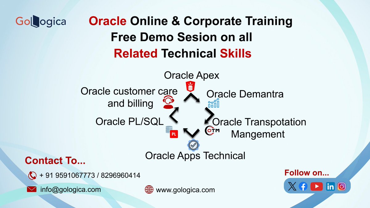 Master the Oracle Universe with GoLogica's Free Demo Sessions!

#Oracle #FreeDemo #Training #TechSkills #CareerGrowth #GoLogica #OracleTraining #OracleJobs #LearnOracle #developers #onlinelearning #OracleTraining #IBMTraining #SAPTraining #SupplyChainTraining #SiemToolsTraining