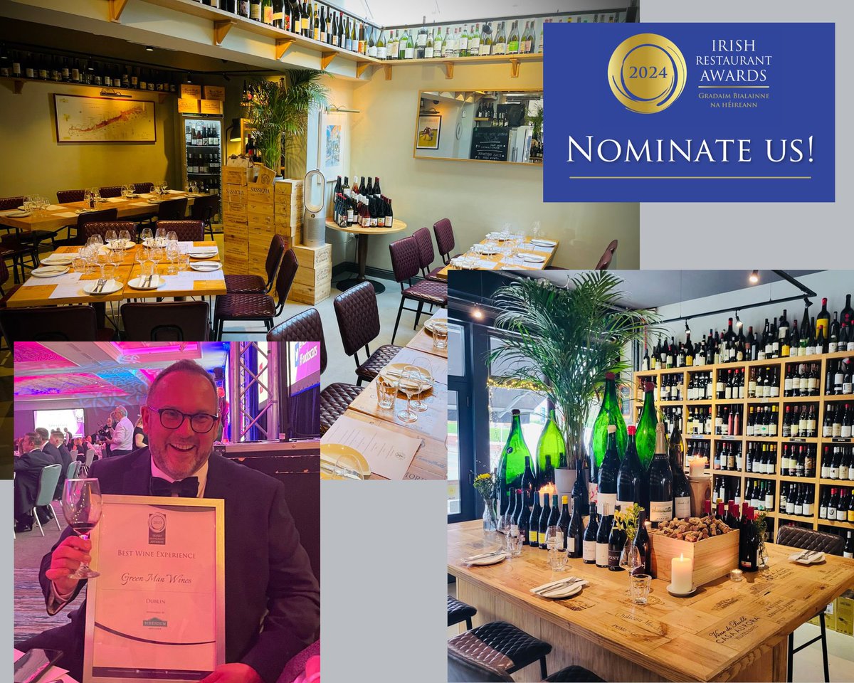 A big shout out to all who have dined with us since the reopening of our wine bar April 2023. As it happens The Irish Restaurant Awards nominations are open & if you feel like we are deserving of a nomination for “Best wine experience” please click 👉 shorturl.at/vDPTV