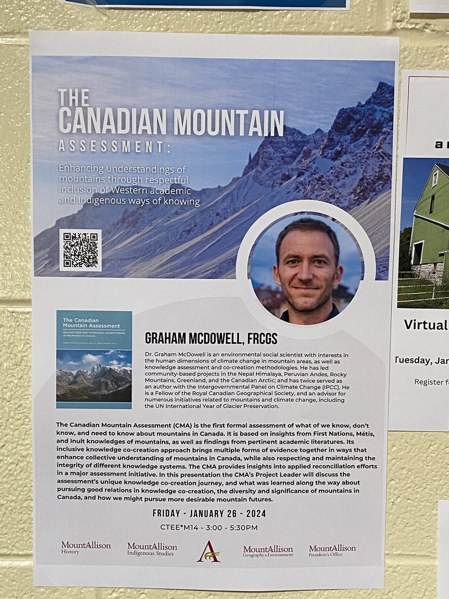 Really grateful for such a nice time  <a href="/MountAllison/">Mount Allison</a> University. I especially enjoyed getting to share the work of the @CdnMountainAssessment with colleagues in eastern Canada.
