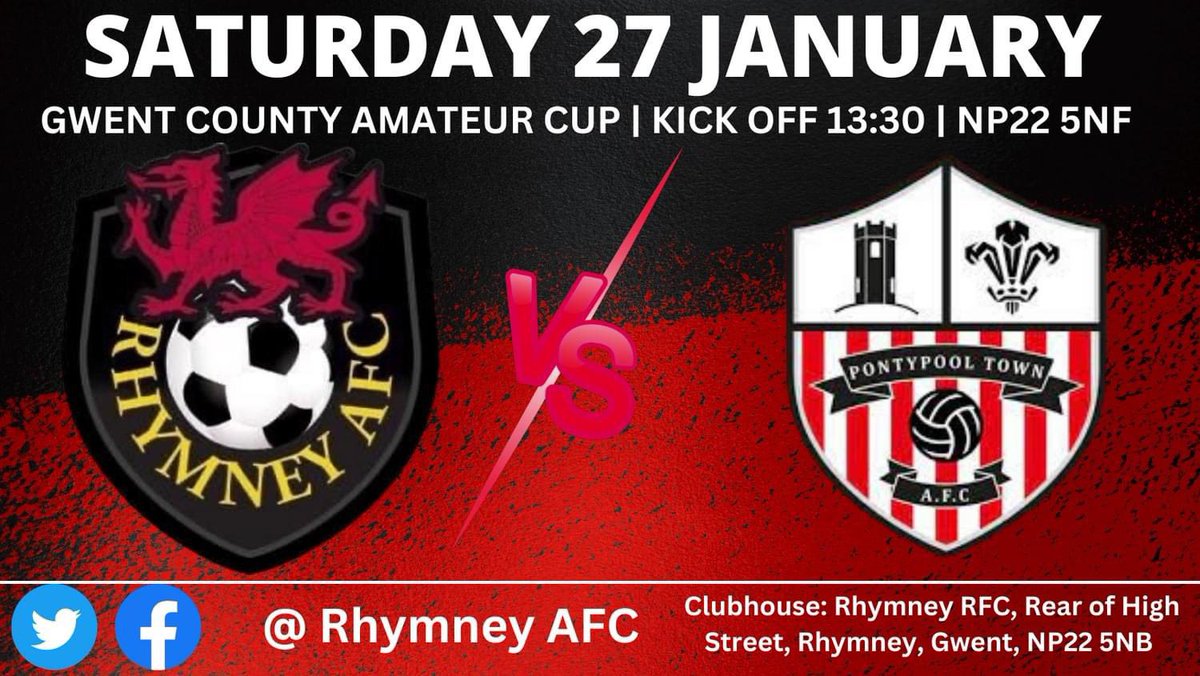 GAME DAY | The brewers welcome Pontypool Town FC to the Eisteddfod Field in Gwent County Amateur Cup this afternoon with kick off 13:30. Join us back at Rhymney RFC after the match. Can the brewers continue their winning start to 2024? #Brewers 🔴⚫️⚽️