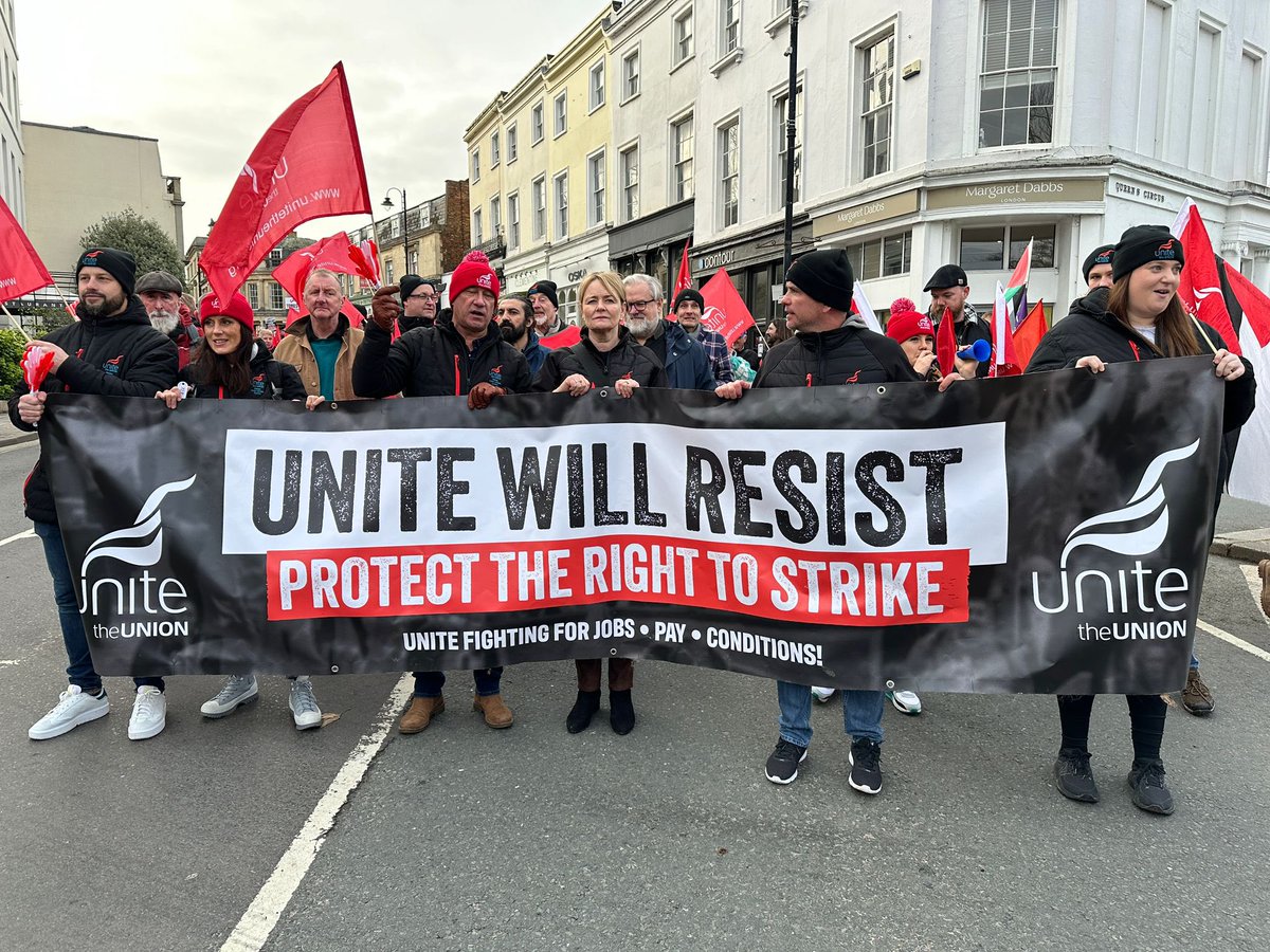 unitetheunion's tweet photo. “The union movement is ready to fight. 

“This government has declared a war on workers.  But we will never allow them to force workers to cross a picket line, to break their own strikes, to defeat their own resolve.

“Unite will resist.” @UniteSharon 

https://t.co/EAfC5vX1mH https://t.co/LjjoPjpc1S