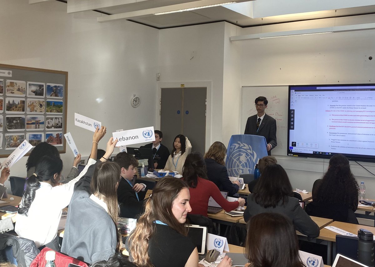 MunHampton's tweet photo. LEHMUN 2024! Jasper dL making a speech on the topic of the International Criminal Court &amp; Leander K-B cross-examining a delegate in the EcoSoc Committee on accessibility to primary education. https://t.co/xEKrku8YVd