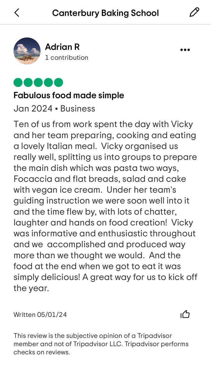 Lovely review! 

#feedback #review #teambuilding #canterbury #baking #bakingclass #foodporn #italianfood