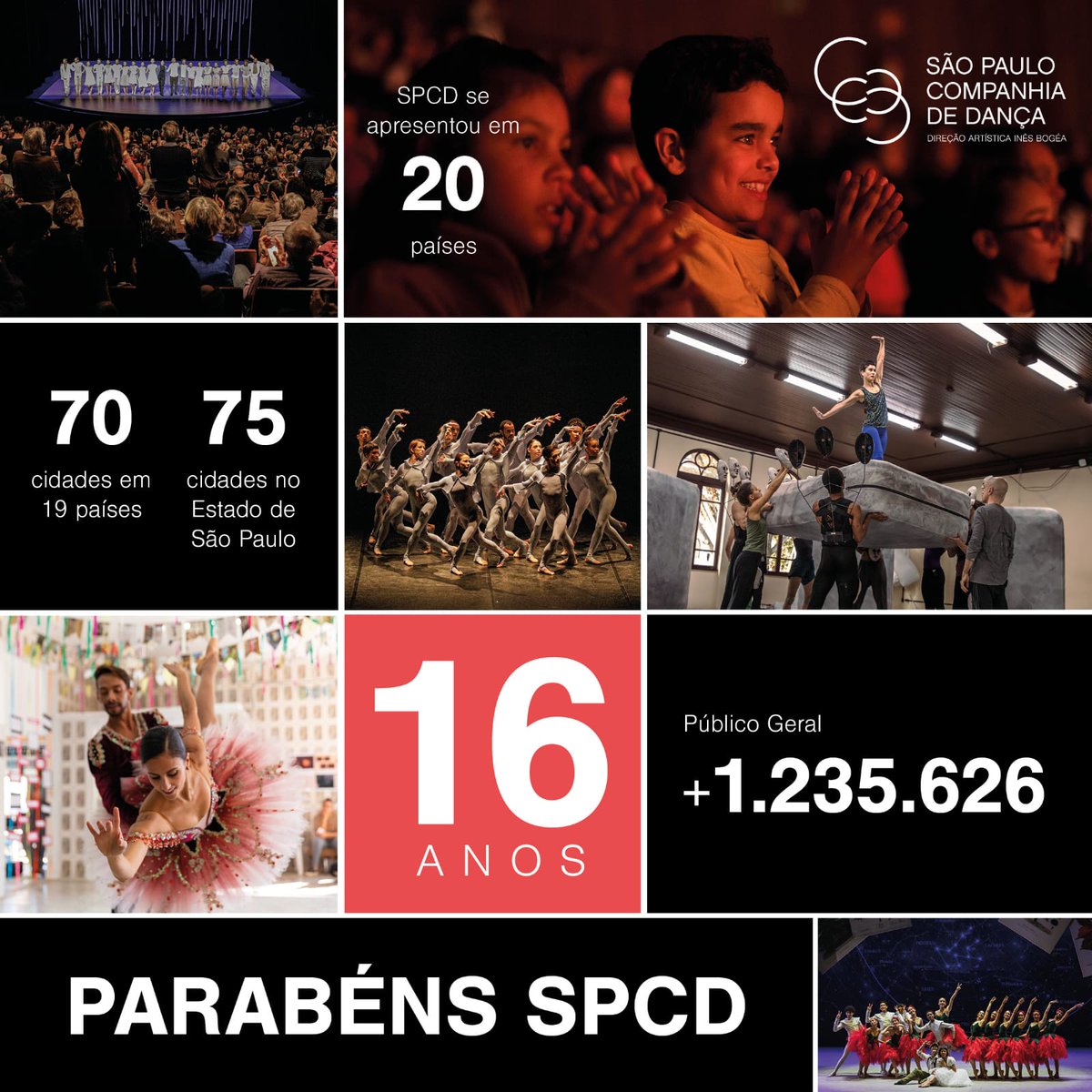 Hoje a São Paulo Companhia de Dança completa 16 anos! Os números - alguns deles nessa arte - são impactantes, mas não tanto quanto cada sorriso e aplauso que recebemos ao longo desta jornada. O mais especial é saber que você faz parte dela. Essa festa é nossa! #cultsp