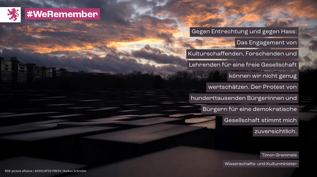 Zum Internationalen Tag des Gedenkens an die Opfer des Holocaust. #NieWiederIstJetzt #WeRemember @Timon_Gremmels #HMWK #Hessen #Minister