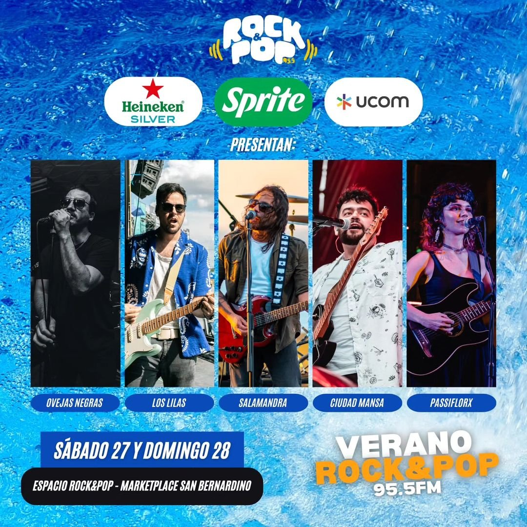 🌞 VERANO ROCK&amp;POP 2️⃣0️⃣2️⃣4️⃣

¡Nuestra música 🎶🇵🇾 se disfruta a buen volumen en la ciudad del #Verano 🌞 con la 95.5FM! 🤩😍

Sábado 27 y Domingo 28 📆 
Desde las 19 horas 🕜

<a href="/marketplace_py/">Marketplace</a> de San Bernardino 📌
(Avda. Guillermo Naumann)

EN VIVO: <a href="/salamandrapy/">Salamandra</a>, <a href="/ovejasnegraspy/">Ovejas Negras</a>,