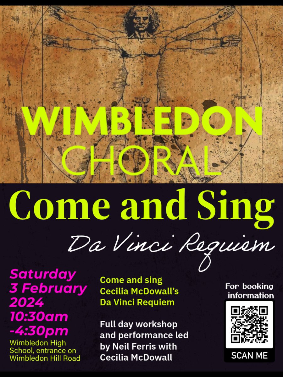 This time next week we’ll be singing our way through the extraordinary #DaVinciRequiem with Cecilia McDowall & @neilcpferris (fuelled by copious ☕️ 🍰). Still time to book your place: trybooking.com/uk/events/land… #ComeAndSing #Wimbledon #choir #singing #ClassicalMusic #Merton 🎶