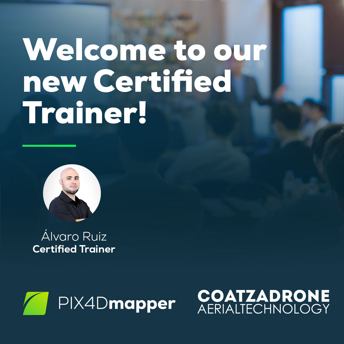 pix4d's tweet image. We welcome Álvaro Ruiz from Coatzadrone as our newest Certified Trainer for #PIX4Dmapper!

Congratulations Álvaro!! 🎉

Interested in becoming a #Pix4D Certified Trainer, click here for more information: hubs.li/Q02hSGnd0