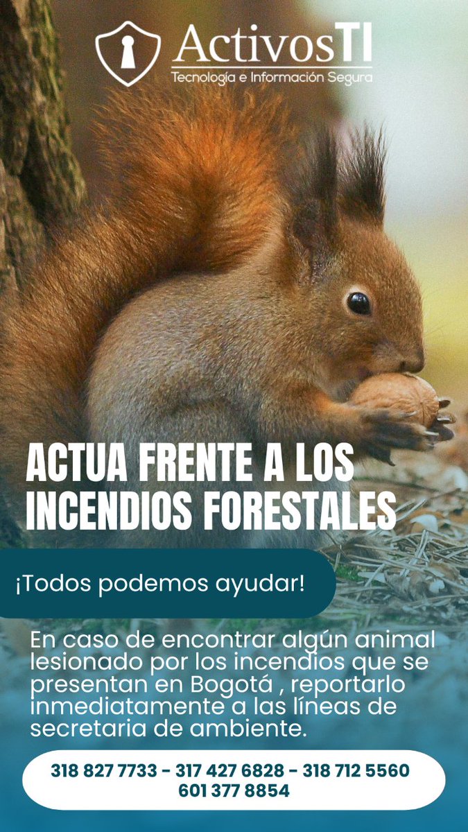 ActivosTI's tweet photo. Les compartimos los números de la Secretaría de  Ambiente para proteger la fauna silvestre de los Cerros Orientales. 
#Ambiente #incendiosforestales https://t.co/yylcL2nDEr
