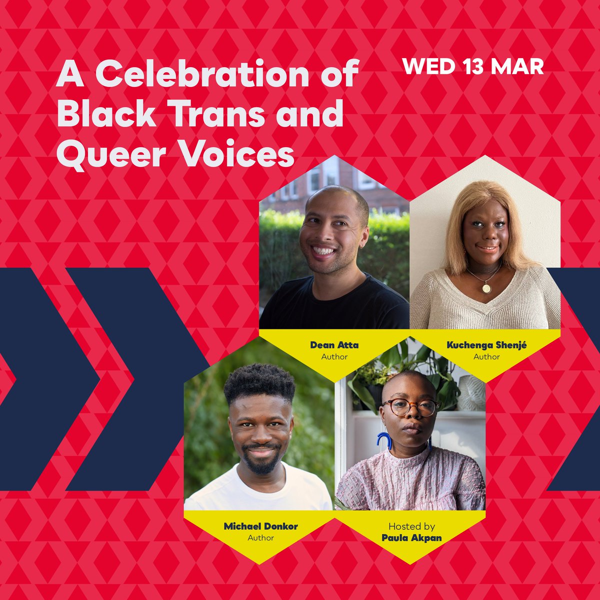 BrxHouseTheatre's tweet photo. On Wed 13 Mar @paulaakpan will sit down with authors @DeanAtta @kuchengcheng and @MichaelDonkor for a celebration of Black Trans and Queer voices 

https://t.co/d4ELMtUV3g https://t.co/JHJw3XX4DE