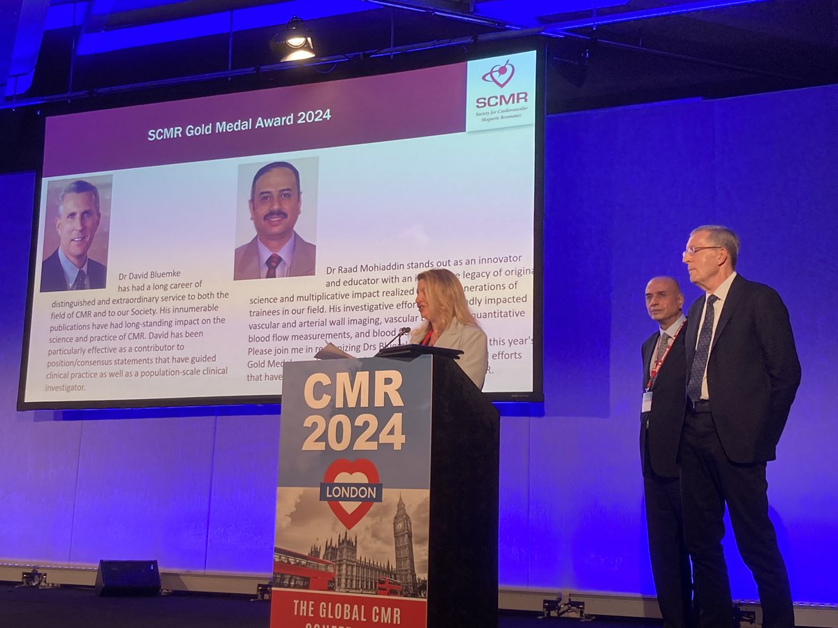 GOLD MEDAL AWARDS 2024!!! Two legends of the #whycmr @SCMRorg Dr Bluemke and Dr Mohiaddin from Johns Hopkins/NIH & Royal Brompton Couldn’t have selected more appropriate winners!!!! CONGRATULATIONS!!! @purviparwani @DrMarthaGulati @chiarabd @karen_ordovas @JStojanovskaMD
