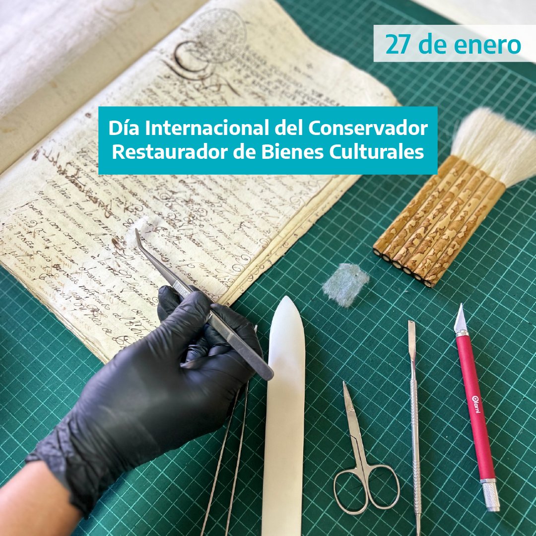 ArchivoPBA's tweet photo. Día Internacional del Conservador Restaurador de Bienes Culturales.
Los restauradores y conservadores son figuras indispensables para el desarrollo cultural, porque se encargan de la preservación de objetos y documentos que favorecen su legado, y garantizan el acceso futuro. https://t.co/X770MUEPsQ