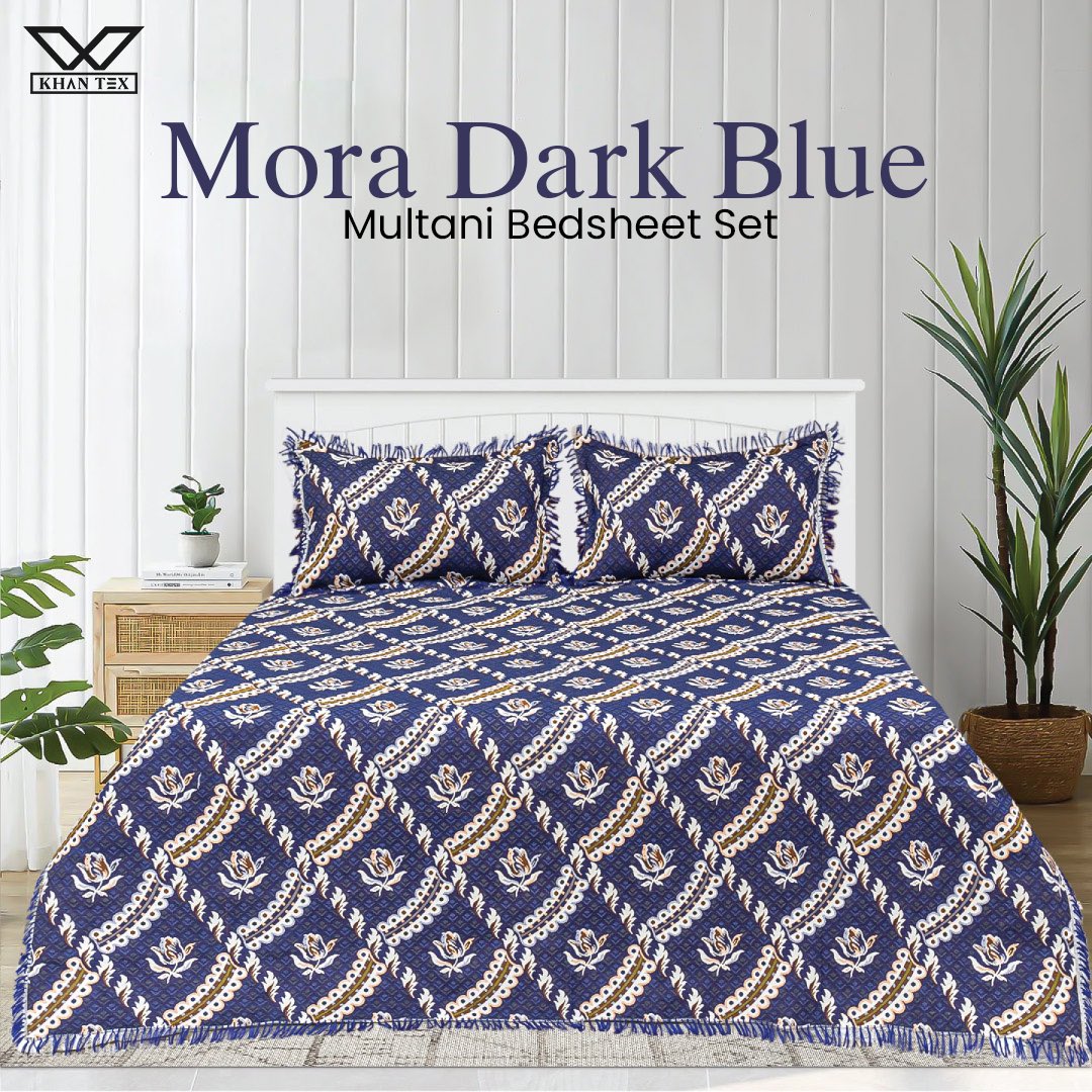 khantexonline's tweet photo. Add a touch of class to your bedroom with the Mora Dark Blue Multani Bedsheet Set.💫

Shop at : https://t.co/7ekwAJ2xD6

#BedSheets #Discounts #BedroomUpgrade #ShopNow #foryou #khantex #sale #bedsheets #MultaniMagic #KhantexComforts #bedroombliss #fypシ https://t.co/G49FnxvIqM