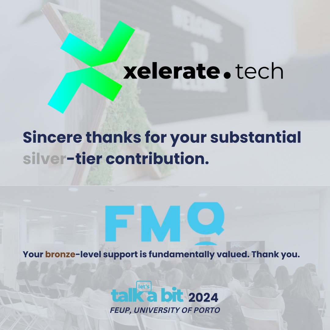 talkabitconf's tweet photo. Big shoutout to https://t.co/9JcntZUcgd and Fabamaq for their silver and bronze support at TalkABit 2024! Join us on February 3rd. Register now at https://t.co/InHqz64VCX. #xeleratetech #fabamaq #talkabit2024 #feup #tech #registernow https://t.co/pSdfiVv4eL
