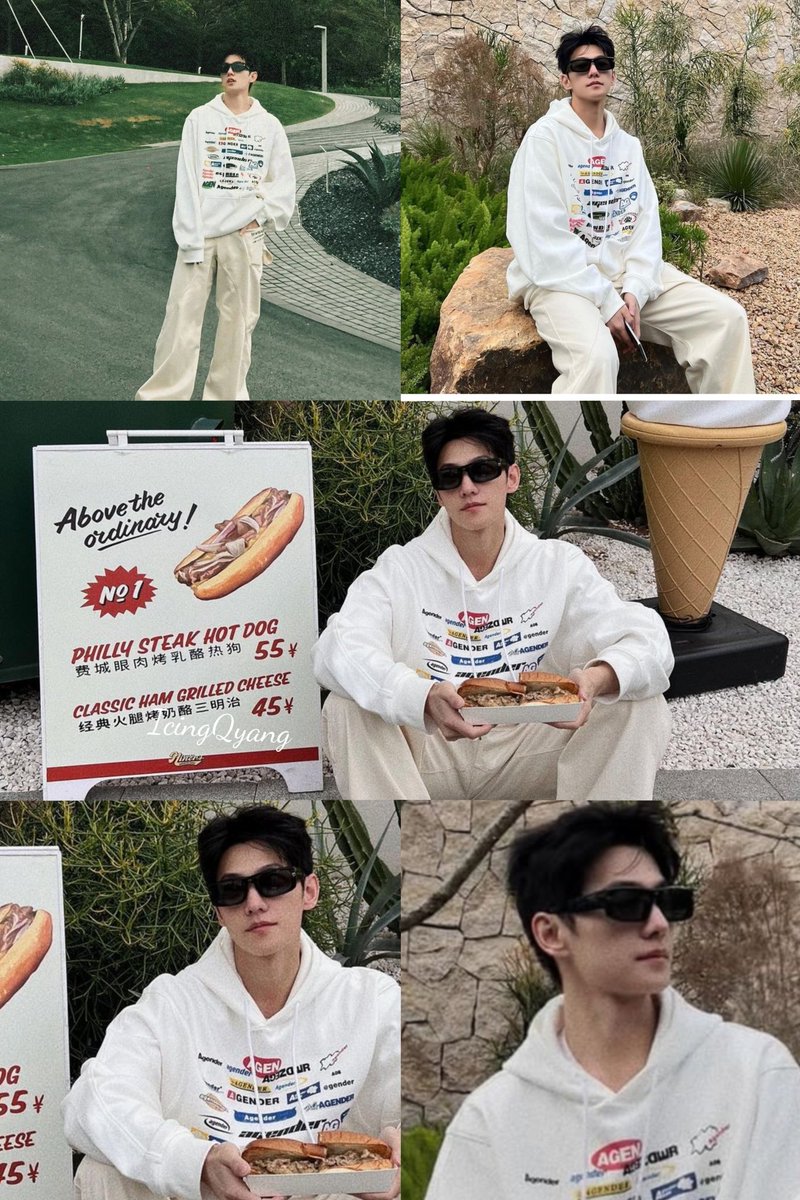 #YangYang杨洋 updated his Instagram with current photos which made me wonder if he was in Los Angeles by the looks of the food truck with a 31O number. And he's eating a Philly cheese steak dog. But someone said he's still at home.  #thisisnow look at the chill #cooldude.
