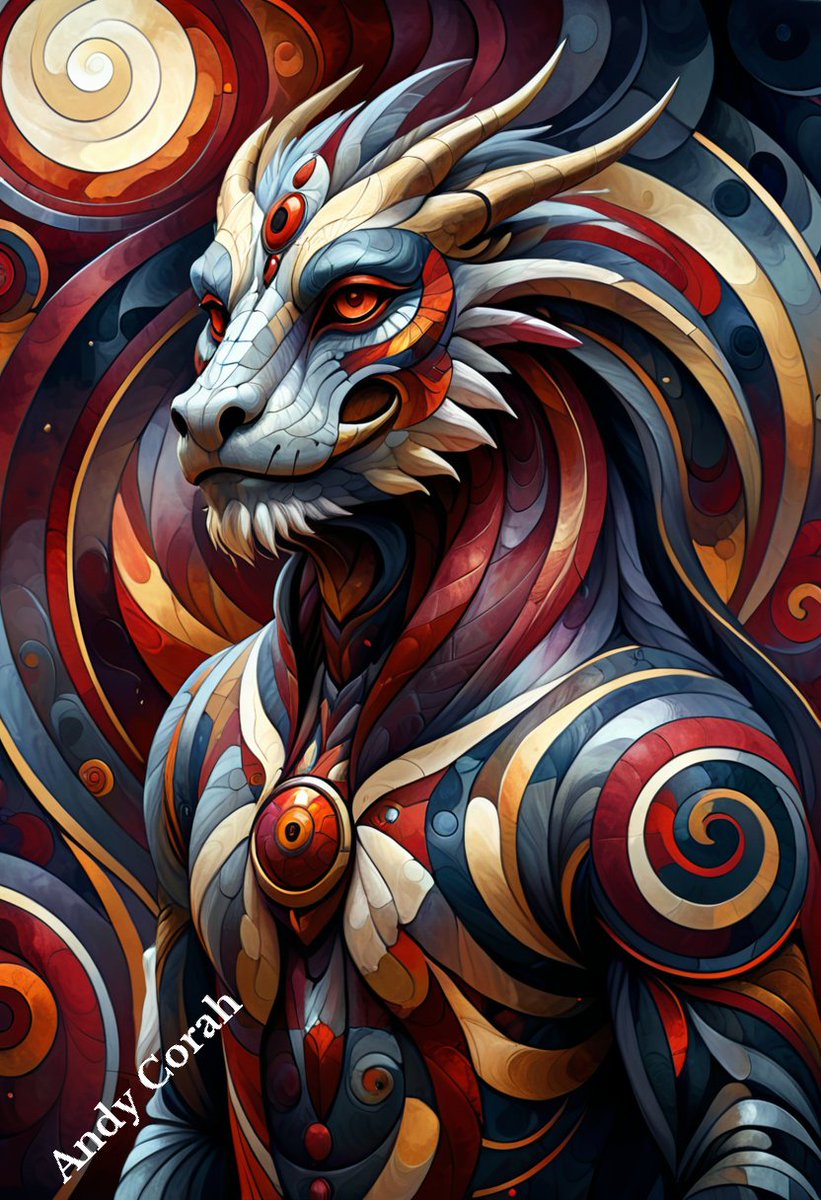 andy_corah's tweet photo. ๐นโจMeet Eldrakar, the mystical #guardian of #patterns This creature emerges in my #AIart, adorned in deep #crimson reds and #luxurious golden #ochres๐จ๐ #Eldrakar #AbstractWonder #ColorsOfMystery #art #algorithmic #DigitalCanvas #Digitalart #aiartcommunity #AIArtwork #Painting https://t.co/gPwO794TQX