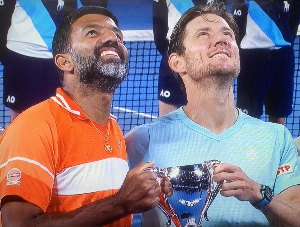 seancouto's tweet photo. Congratulations @rohanbopanna
What an inspirational story. First men's doubles grand slam. Well played @MattEbden @AustralianOpen #AusOpen #Don'tStopDreaming #Level43 https://t.co/GyBIQzPV5h