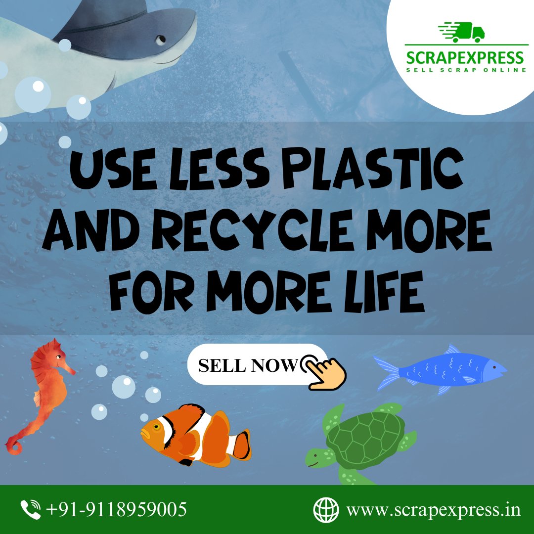 🌊 Let's make waves for change! 🌿 At ScrapExpress, we're committed to a cleaner, greener future for our oceans. Say NO to plastic & YES to recycling!

Call : 9118959005
Visit : scrapexpresss.in

#ScrapExpress #SayNoToPlastic #RecycleForLife  #AquaticLife #PlasticFreeOcean