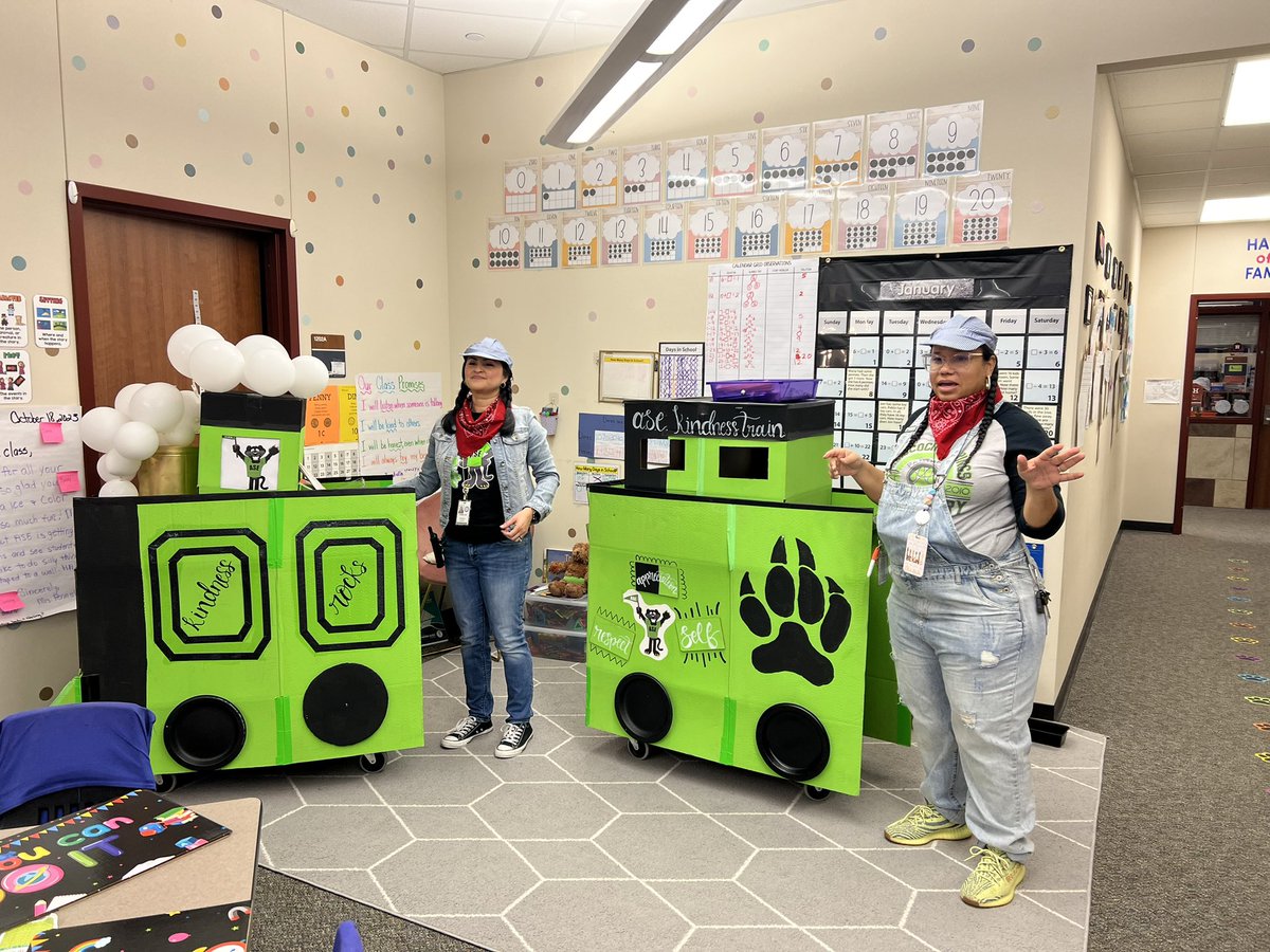MrsWard_ASE's tweet photo. The ASE Kindness Train rolled in to our classroom. We got to celebrate all the acts of kindness we’ve done this week. @CThompson_ASE @HumbleISD_ASE @AmandaPrice001 @KLAfyounizadeh https://t.co/CsT5nIxXSU