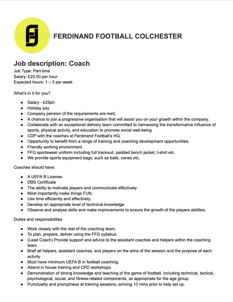 WORK FOR FERDINAND FOOTBALL GROUP Colchesterhttps://www.linkedin.com/pulse/work-ferdinand-football-group-jude-spearing-lejge via <a href="/LinkedIn/">LinkedIn</a>