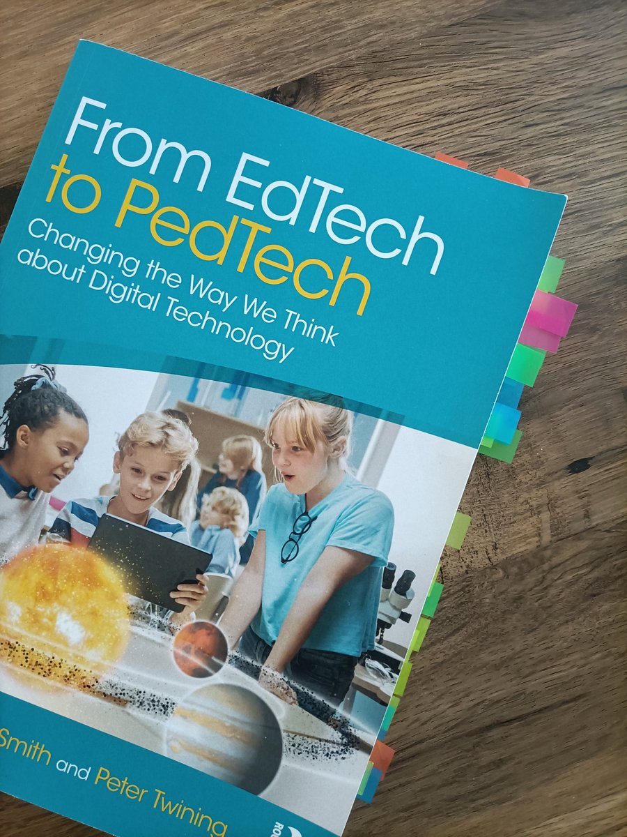 Thanks to @FionaAS for signing my #EdTechtoPedTech book at #bett2024 and complementing my coloured tabs! Just shows the inspiring impact the book and its theories has had on me 😀