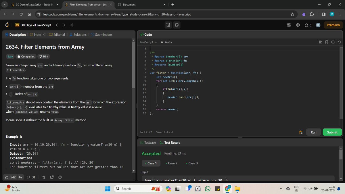 its_bhavesh2001's tweet image. #Day6 of #30daysofcodingchallenge Javascript leetcode
👍👍

#javascript #30daysofcodechallenge #30daysofcode 
#30daysofjavascript #learncoding #webdevelopment
