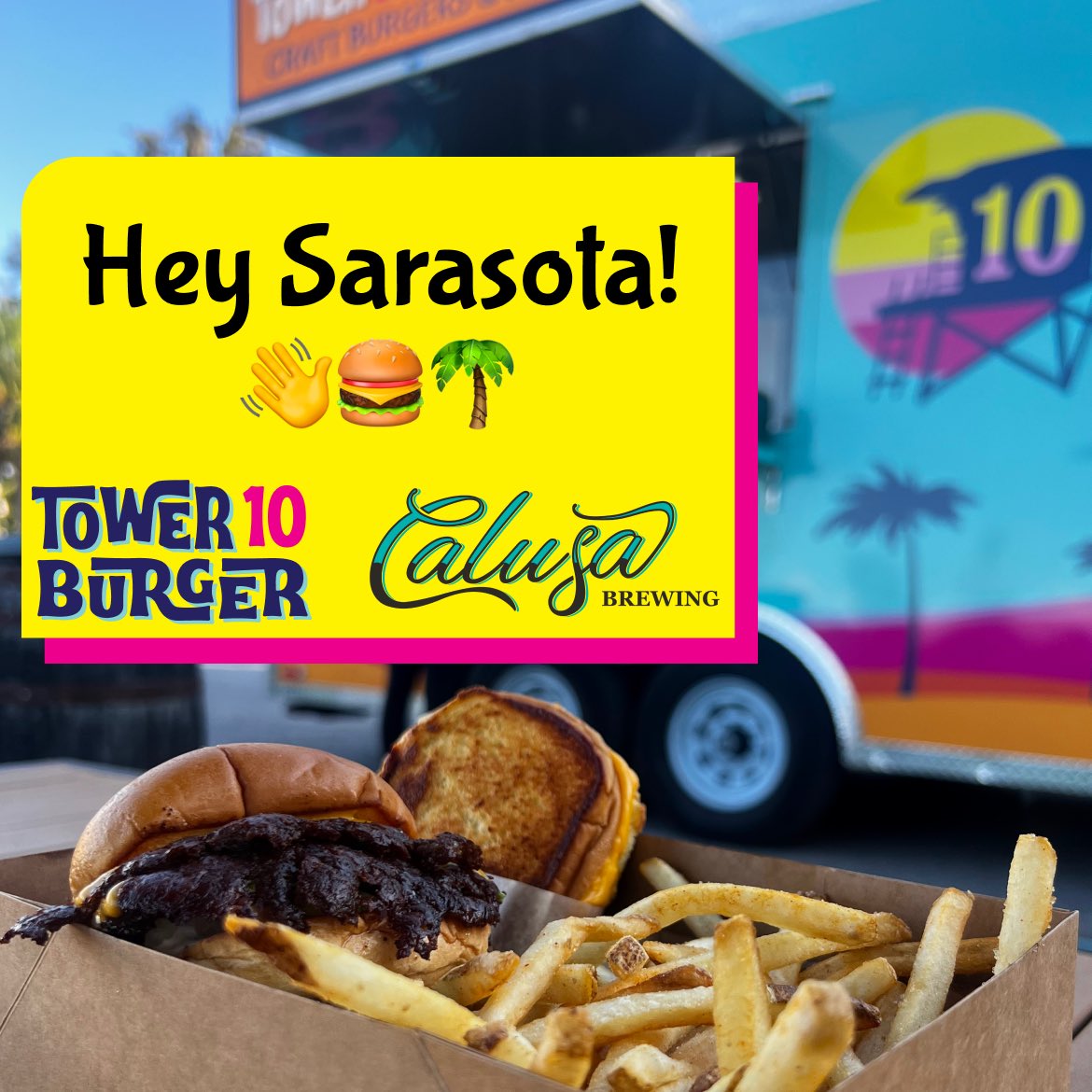 Hey Sarasota! Come meet us today for a surprise burger drop at @calusabrewing from 11:30am - 5:30pm. Can’t wait to see you! 👋 

#tampabay #tampa #sarasota #tampabay #srq #floridaeats #floridafoodie #sarasotafoodie #srqbeerscene #srqfood #srqfoodie #srqlife #sarasotaflorida