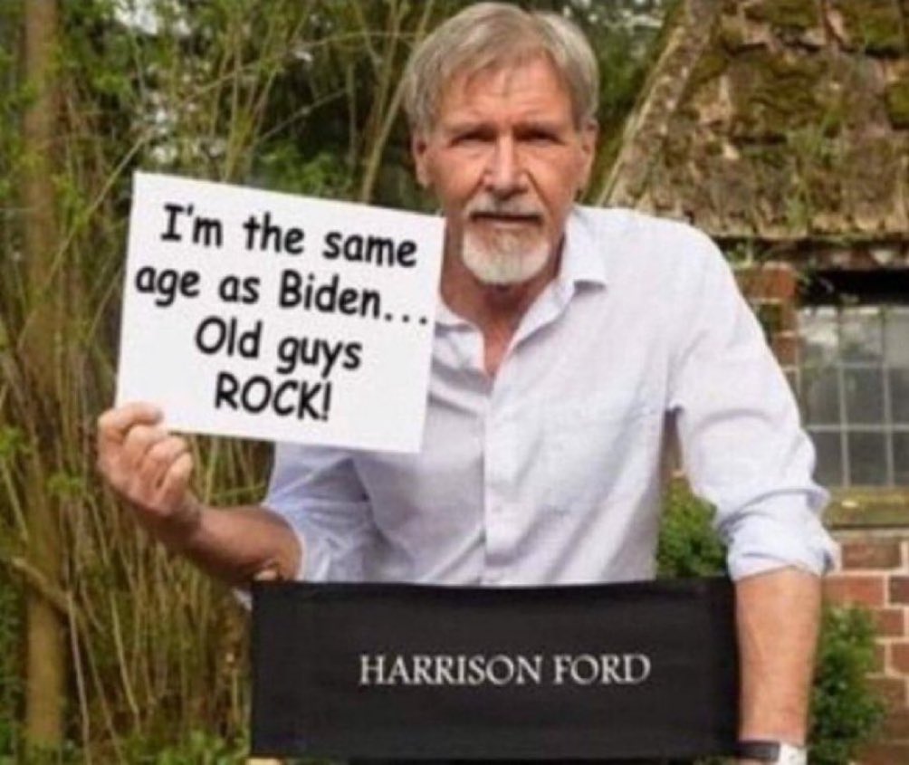 Damaan4u33's tweet photo. Who thinks that Joe Biden and Harrison Ford are far healthier than Trump's fat ass? ✋✋✋ https://t.co/7VQQupBgJP