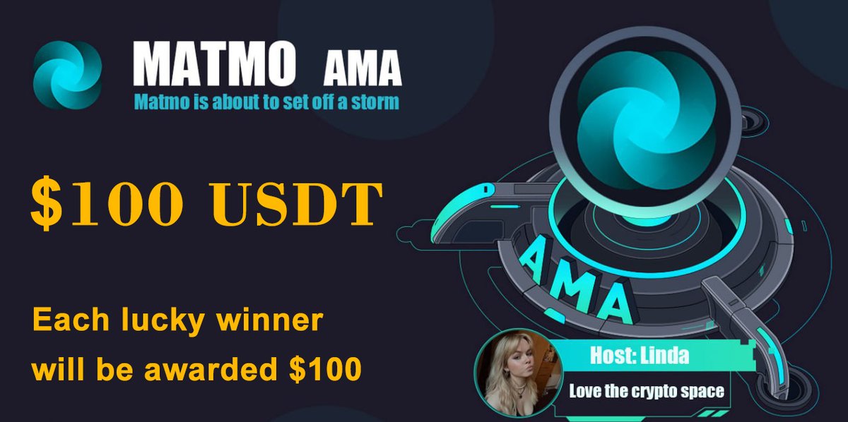 👀Matmo chain launches second round of #AMA ! 📍Location: Matmo R&D Center 📅Time: January 31, 2024 🩷Follow, retweet and like 🩷Join channel 🩷Join group 🩷Leave a wonderful message. 💫Leave your address 🎁lucky winner will get a $100 #USDT reward