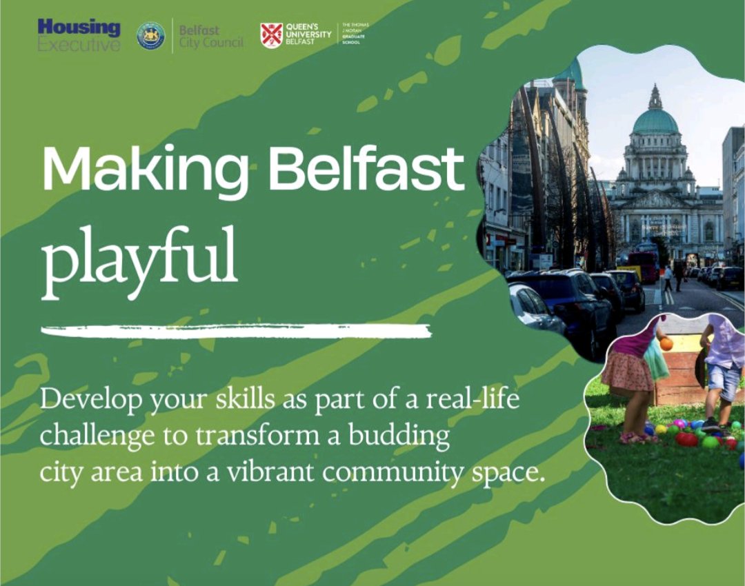 I am delighted that @PlanQUB will be working with the @qubgradschool on this community consultation and tactical urbanism live project.

If interested in finding out more, DM me. 

All interested students are eligible.

#placemaking
#codesign
#planning 
#playthecity