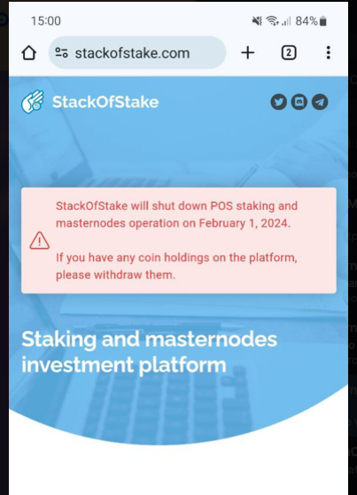 StackOfStake will shut down POS staking and masternodes operation on February 1, 2024.

If you have any coin holdings on the platform, please withdraw them.

$PRCY #PRCY #PRivaCY
