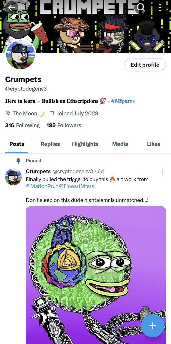 Autismo_Beanz's tweet photo. Lost my last Acc at 987 followers 😢

Trying to build this one up and connect with people in the #Ethscriptions community 

Would really appreciate anyone who can RT this post and help me connect 🙏

@cryptodegenv3 https://t.co/RasG0h3h03