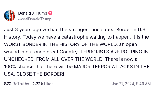Manifest_Utopia's tweet photo. Listen closely to Our President & CIC:
There is now a 100% chance that there will be MAJOR TERROR ATTACKS IN THE USA. CLOSE THE BORDER!
#FaithNotFear #40KFootView #SituationalAwareness https://t.co/Xm6FlIXapG