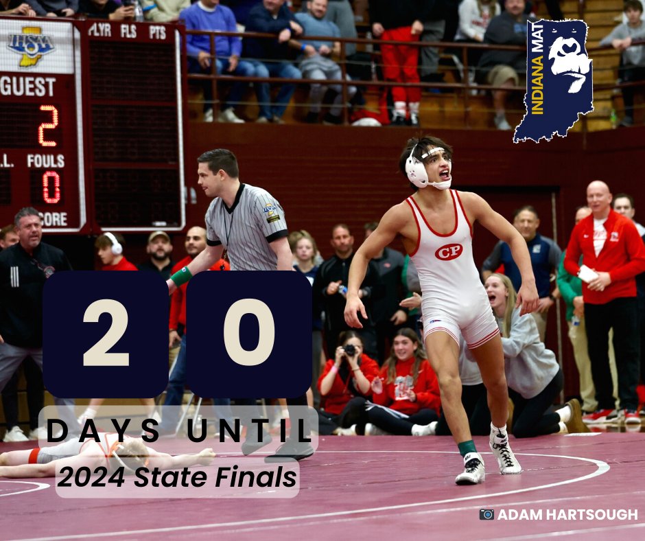 IndianaMat's tweet image. Sectional Saturday is here. We are only 20 days away from the state finals! 

#StateFact The fastest fall in the championship match was Richard Voliva of Bloomington in just 20 seconds.

#IndianaWrestling #Wrestling #IndianaMat #800lbGorilla #INWrState24