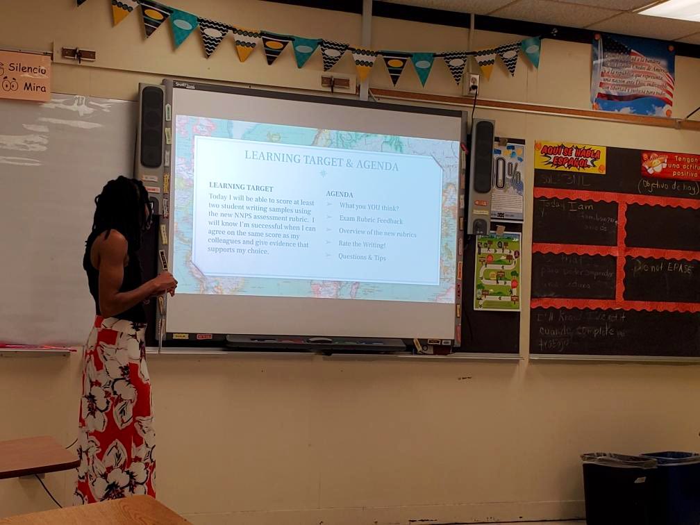 NNPS_WrldLang's tweet photo. NNPS had an awesome PD day of teaching,learning & collaboration!We dove into rubrics,shared EZ tech tools that are at our fingertips,&we went back to the basics w/ reviewing BBC & lesson planning strategies! We are stronger TOGETHER! #OneNNPS #nnpsworldlanguages #WLrocks https://t.co/JxpRhm9kda