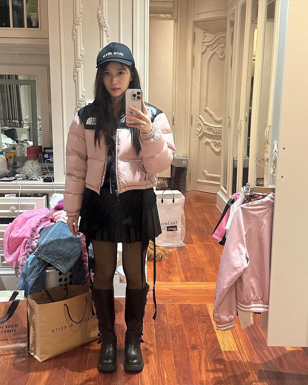 帽子 [miumiu] Drill baseball cap - BLACK 19350062_42660184_322.jpg