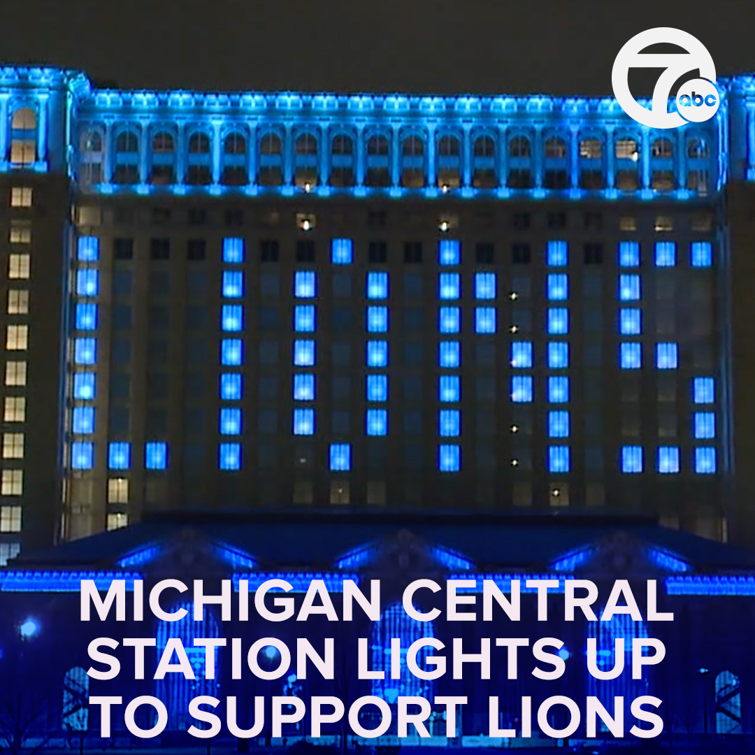 wxyzdetroit's tweet photo. Michigan Central Station got in on the action to support the Lions last night! Who's excited for the game?! https://t.co/1e2A6L0G0S