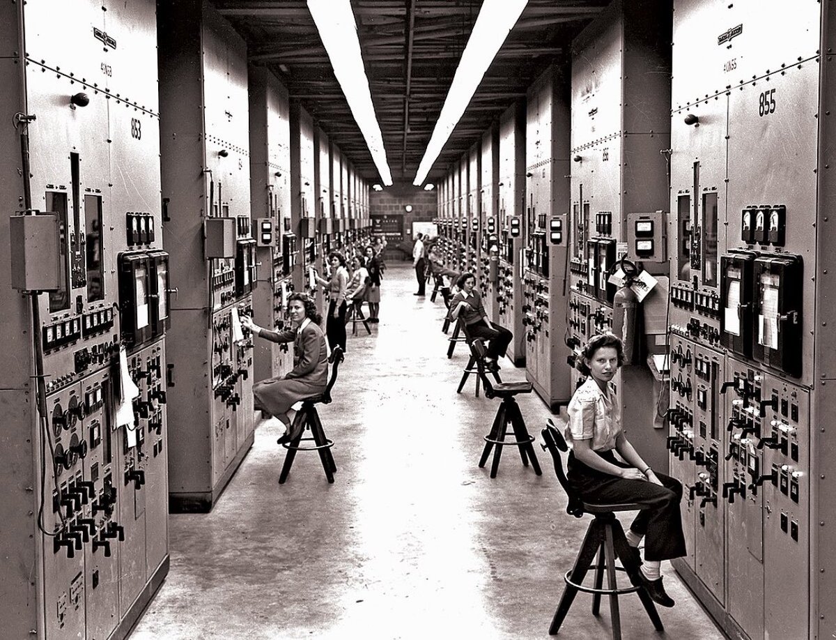 During World War II, women in Oak Ridge, Tennessee worked as Calutron operators at the "Y-12" plant. 

Their daily tasks involved monitoring a panel for 8 hours, adjusting knobs and switches to keep a needle within a narrow range in the center of the beam. 

They were not allowed