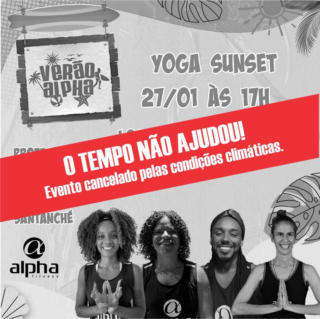 Caros alunos, em função das chuvas que assolam nossa cidade, o evento Yoga Sunset foi CANCELADO!🌧️🌧️🌧️