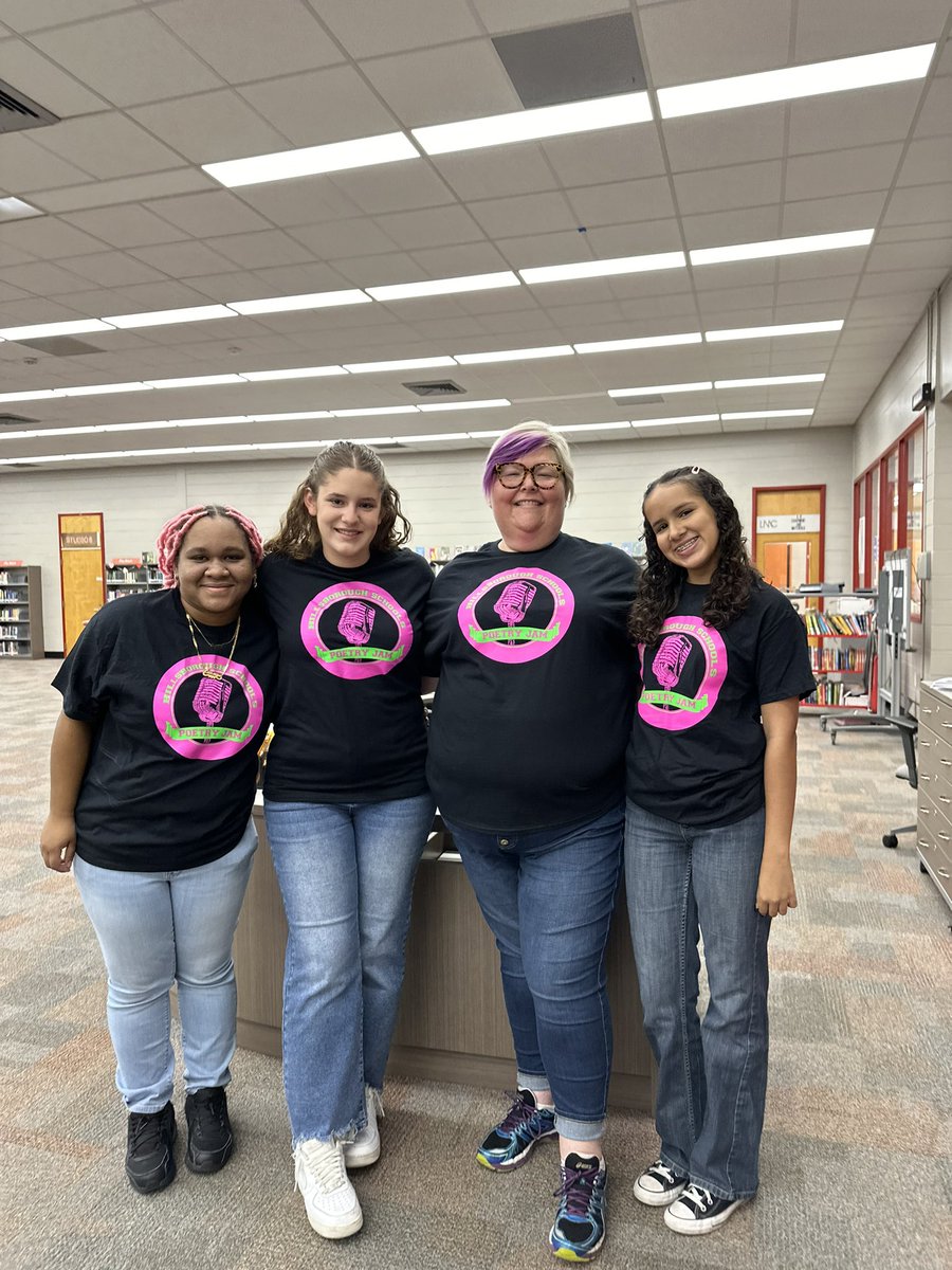 These three poets (along with <a href="/Mrscopeslibrary/">Libby Cope</a>) represented Leto at our District Poetry Jam yesterday. Lanaya did an amazing job performing her poem “225.” She received a standing ovation from over half of the room! #snapsnapsnap <a href="/hubofschool/">HCPS Library Media</a> <a href="/HCPSArtsinEdu/">Caroll Vick</a>