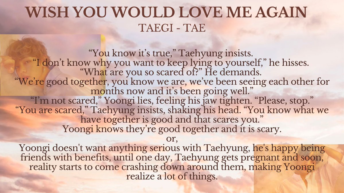 btsmpregfest's tweet photo. ✨ wish you would love me again ✨
🍼 Pregnant  TH
🍼 13.7k (ongoing)
🍼 Teen
🍼 Getting Together, Angst and Feels, Unplanned Pregnancy
🍼 https://t.co/VgnNtgyyaX https://t.co/WqvrFKjuMB