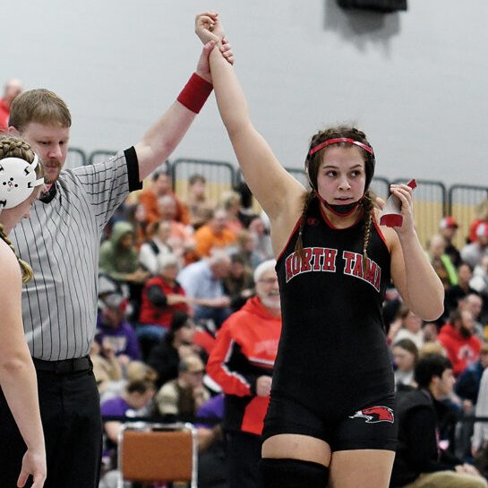 jakearyder's tweet photo. After an injury derailed her first season on the mat, North Tama's Briar Blake is "full go" and a regional champion heading to state with teammate Addison Hochstetler as the school's first two girls state qualifiers #iahswr
https://t.co/Em8vYIftxn https://t.co/ODTMoPQ2N1
