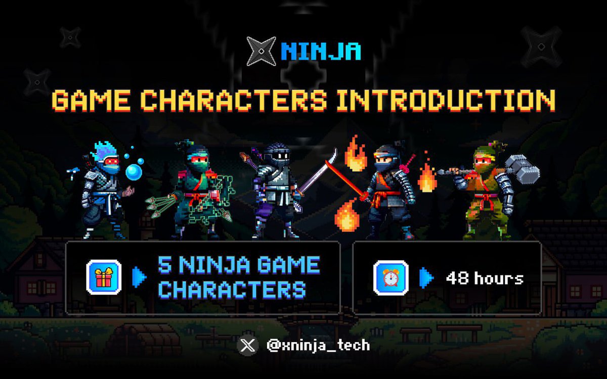 Introducing our 5 Ninjas: Metal, Wood, Water, Fire, Earth 🥷

✅ Like &amp; Rt 
✅ Comment your favorite one + hashtag #xNinja 

🎁 5 Ninja game characters lv5 for 5 winners 

A thread 🧵👇