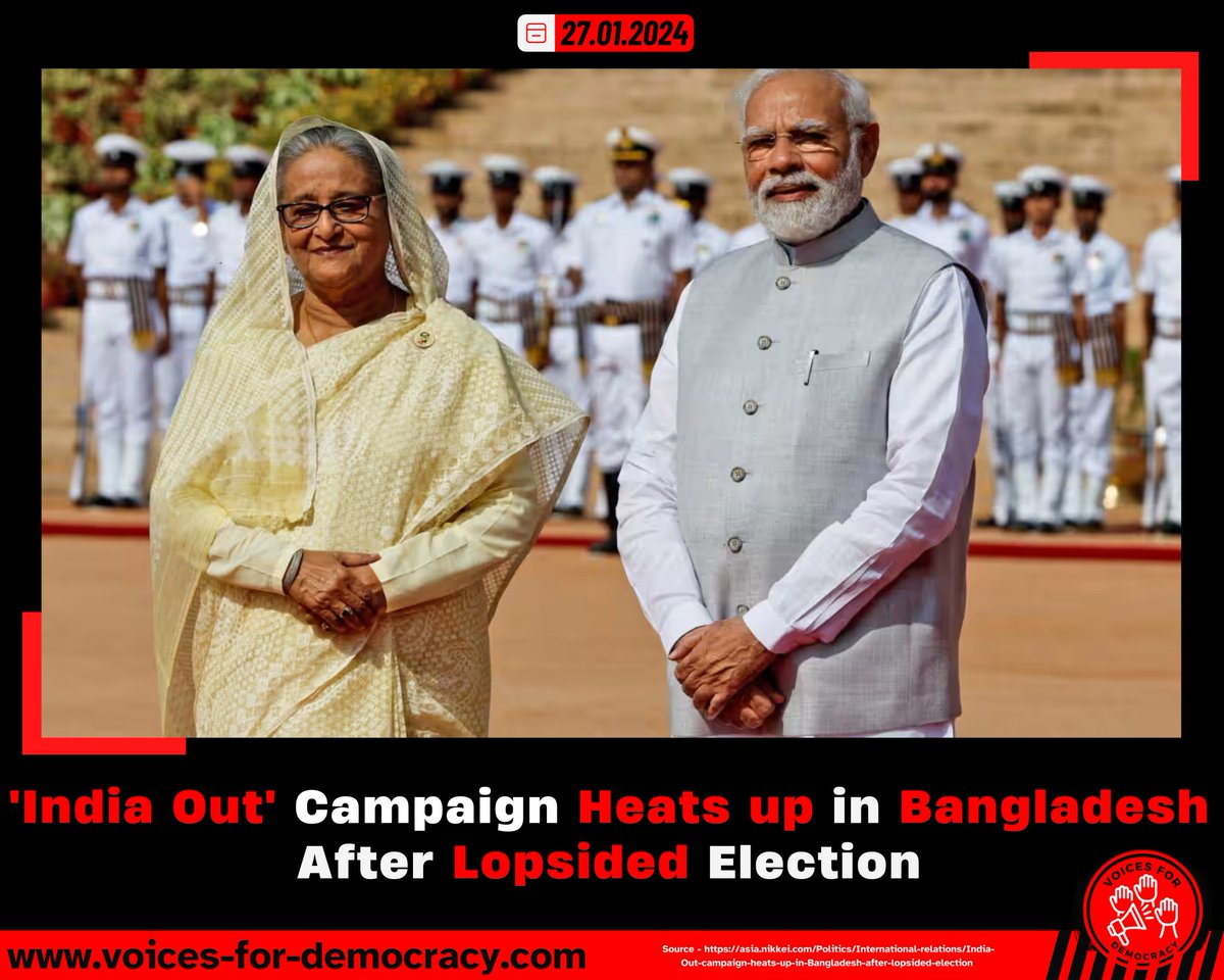 Bangladesh: Campaign accuses India of meddling in Bangladesh politics, gaining traction among diaspora and opposition after controversial election. #IndiaOut social media movement calls for a boycott of Indian products. Exiled figure Pinaki Bhattacharya leads the campaign against…