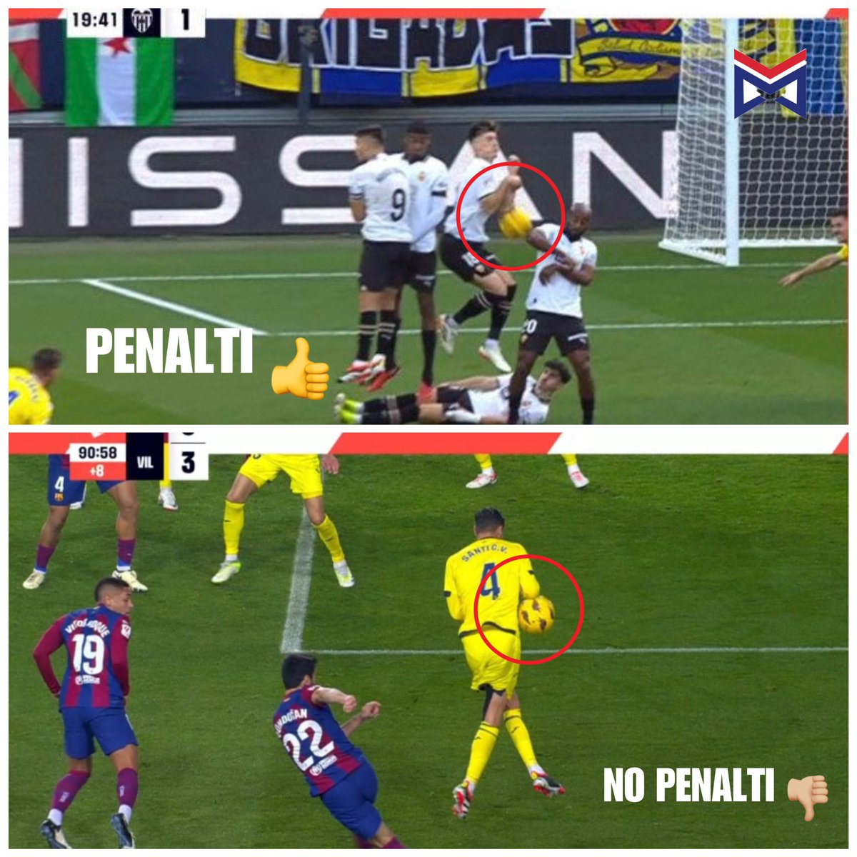 A mi me tendrán que explicar porque uno es penalti y el otro no. 

<a href="/Tebasjavier/">Javier Tebas Medrano</a> tu liga es una VERGÜENZA. 

¿Persecución al FC Barcelona? Siempre.