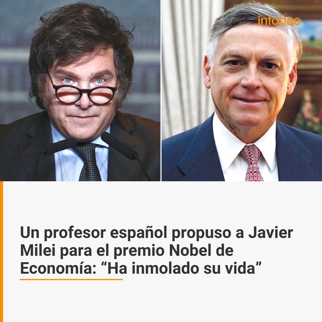 infobae's tweet photo. En una enfática arenga ante sus alumnos, Jesús Huerta de Soto dijo que la prédica del presidente argentino permitió abrir conciencias https://t.co/cL9wz4oYZb https://t.co/eQcTSSjCsb