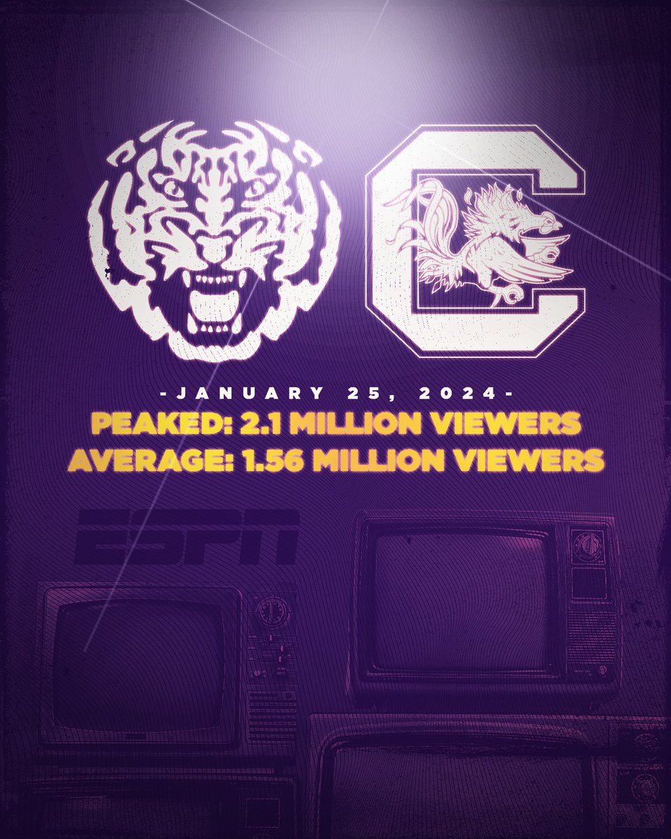 LSUwbkb's tweet photo. The most-watched sporting event Thursday night https://t.co/ALqFiX2KBt